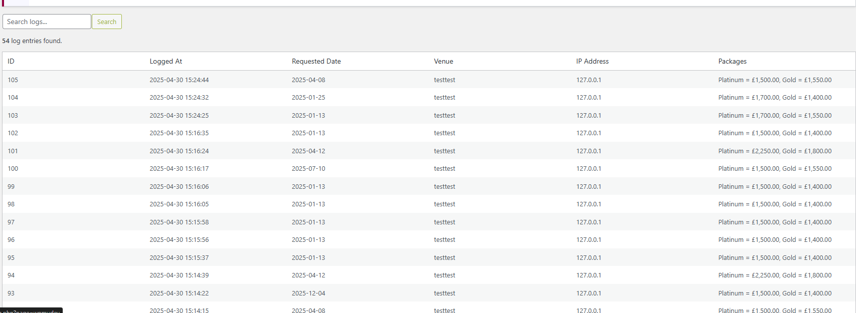 Settings Page Example
