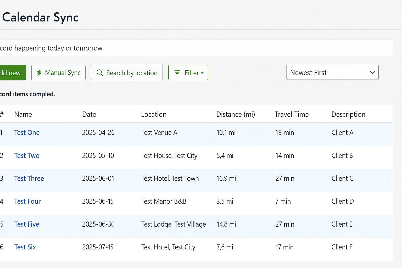 Event dashboard